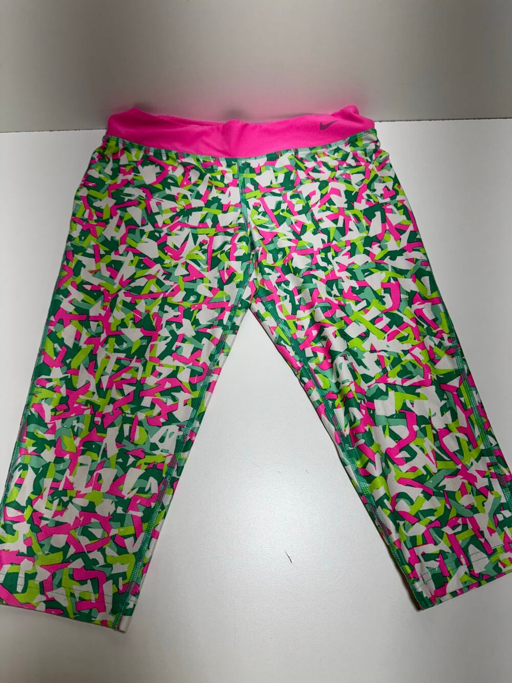 Nike Dri Fit Youth Girls Sz Large Leggings Pink Green Sporty Colorful